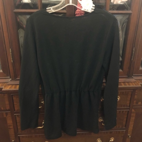 NWT Vote Pretty V Neck Black Long Sleeve Faux Wrap Tunic Top Sz M - Picture 4 of 6